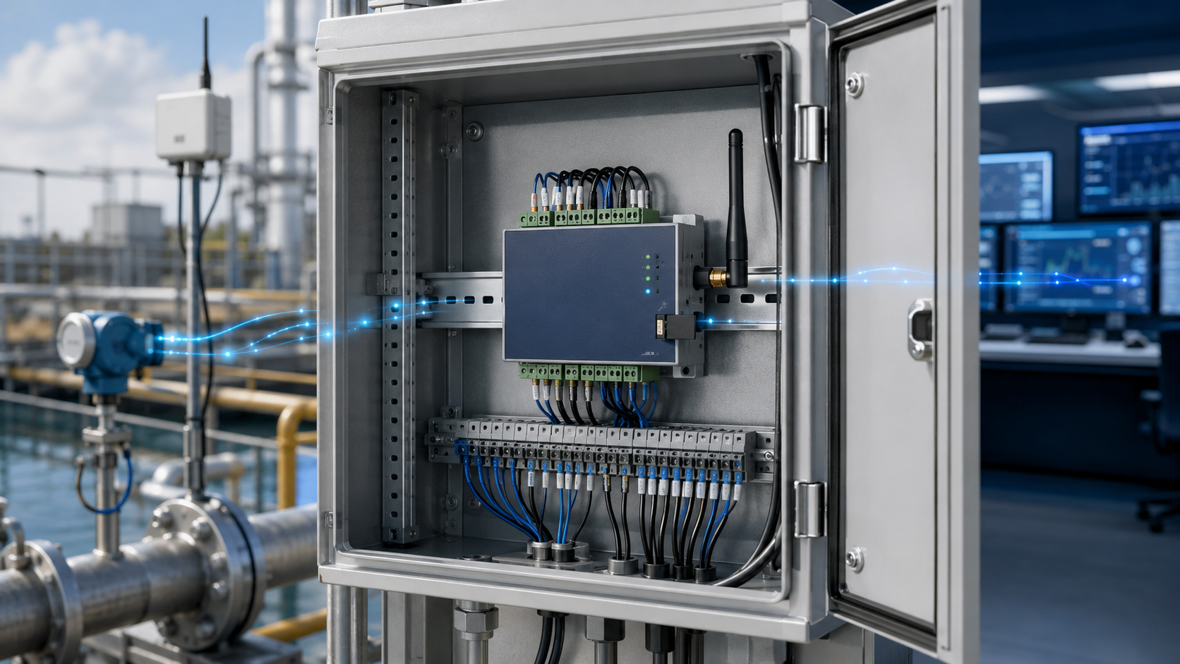 مسیر دریافت و ثبت داده از سنسورها و انتقال از طریق GSM و GPRS به سامانه SCADA